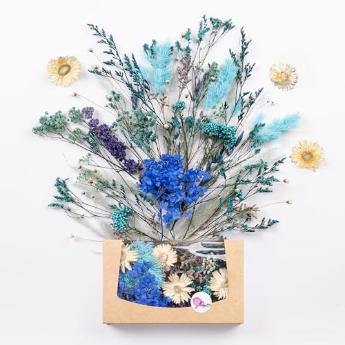 Kunstharz.Art Echte & natürliche getrocknete Blumen als Geschenk zum Muttertag & Ostern, zum Basteln mit Resin oder Osterdekoration, Blüten und Trockenblumen Set, Gastgeschenk für Hochzeit (Blau) von Kunstharz.Art