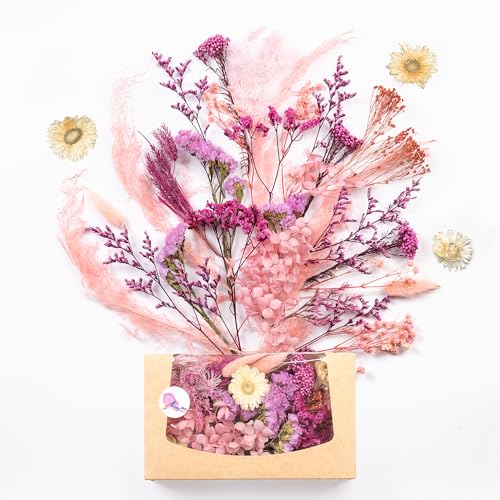 Kunstharz.Art Echte & natürliche getrocknete Blumen - Geschenk zum Muttertag & Ostern, Basteln mit Resin oder Osterdekoration, Blüten und Trockenblumen Set, Gastgeschenk für Hochzeit (Rosa Pink) von Kunstharz.Art