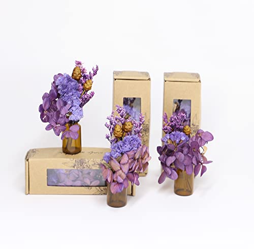 Kunstharz.Art - Geschenk zum Muttertag - Mini Trockenblumensträuß in Lila mit Geschenkverpackung (3 Stück) - Mini Bouquet mit getrockneten Blumen (Variante F) von Kunstharz.Art