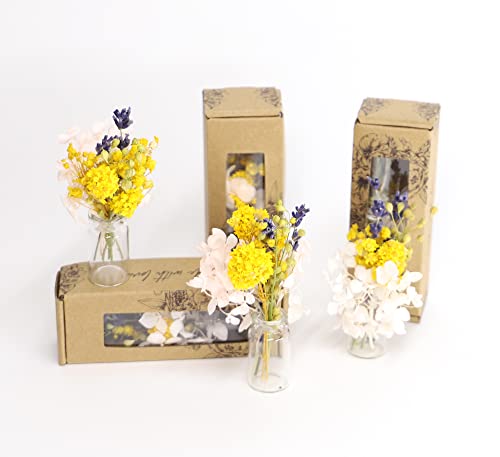 Kunstharz.Art Mini Trockenblumensträuß mit Geschenkverpackung (3 Stück) - Mini Bouquet mit getrockneten Blumen (Variante H) von Kunstharz.Art