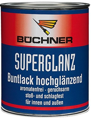 Büchner Superglanz/Farbton sandgelb RAL 1002/250 ml/für den Innen- u. Außenbereich/für Holz, Mauerwerk u. Metall/Alkydharzlack (lösemittelhaltig) aromatenarm/für höchste Ansprüche von Kunstharzlack
