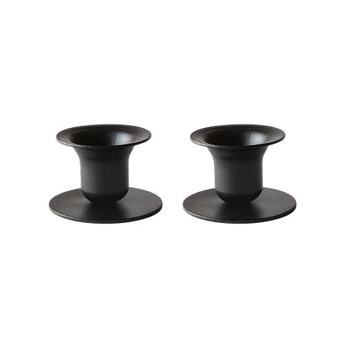 Kunstindustrien® The Bell Kerzenhalter Stabkerze, in 16 Farben erhältlich, Minimalistischer Kerzenständer aus Eisen, Candle Holder für Kerzen mit Durchmesser von 21-23 mm, 2er-Set (Rustikales Schwarz) von Kunstindustrien