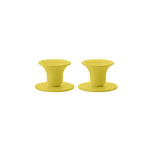 Kunstindustrien® The Bell Kerzenhalter Stabkerze, in 16 Farben erhältlich, Minimalistischer Kerzenständer aus Eisen, Candle Holder für Kerzen mit Durchmesser von 21-23 mm, 2er-Set (Gelb) von Kunstindustrien