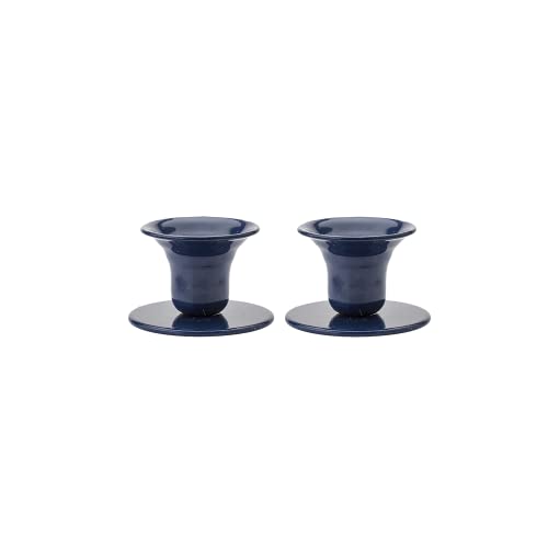 Kunstindustrien® The Bell Kerzenhalter Stabkerze, in 16 Farben erhältlich, Minimalistischer Kerzenständer aus Eisen, Candle Holder für Kerzen mit Durchmesser von 21-23 mm, 2er-Set (Dunkelblau) von Kunstindustrien