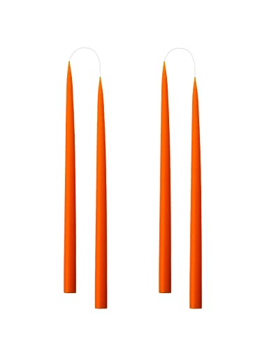 Kunstindustrien® Stabkerzen, Hergestellt in Dänemark, 42 Farben verfügbar, Tafelkerzen, Durchgefärbte Kerzen lange Brenndauer von 15 Stunden, Kerzen Set Geschenk, 4 Stück, 2,2 x 35 cm (Orange) von Kunstindustrien