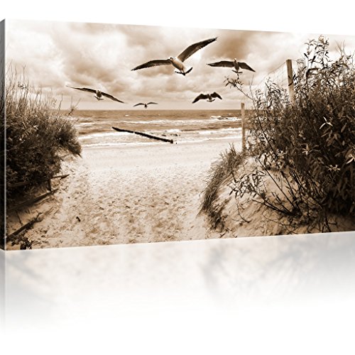 Bild auf Leinwand Meer Kunstdruck Strand Wandbild Natur - 80x45 cm 1-Teilig: Sepia Bild auf Leinwand Meer Kunstdruck Strand Wandbild Natur - 80x45 cm 1-Teilig: Sepia von Kunstlab