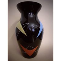 Tolle Große Vintage-Glasvase Im 1950Er Rockabilly Design Tolle Große Vintage-Glasvase Im 1950Er Rockabilly Design von KunstundSchund