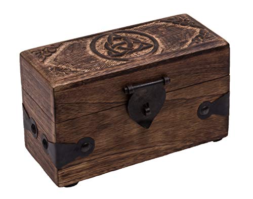 Schatztruhe „Keltic Mini“, Geschenkbox aus Massivholz, mit geschnitztem keltischen Knoten 17x7,5x10cm von Kunstversteck
