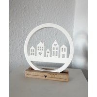 Häuserkranz Häuserloop Hauskranz Deko Fensterkranz Dekoring Lichthaus Grachtenhäuser Raysin Keraflott Skandi Design Hygge Dekohaus Geschenk von KunterbunteUnikate