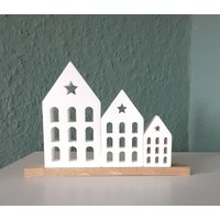 Lichthäuser Dekohaus Lichthaus 3Er Set Oder Einzeln Aus Raysin Keraflott Skandi Design Hygge Geschenk Mitbringsel Mini Haus von KunterbunteUnikate