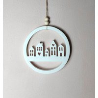 Türkranz Häuserloop Fensterkranz Dekoring Lichthaus Grachtenhäuser Raysin Keraflott Skandi Design Hygge Dekohaus Geschenk von KunterbunteUnikate