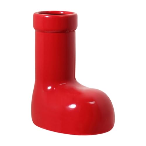 Kuntesetty Blumenvase Weihnachtsstiefel Vase Budenvase Dekoratives Pflanzgefäß Im Kreativen Stil für Geschenk Home Dekoration Tisch Bücherregal, L 21cmx14cmx25cm von Kuntesetty