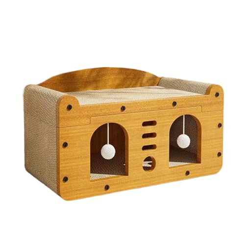 Kuntesetty Cat Scratcher House Sturdy Hideaway Cardboard Cat House with Teasing Ball for Small Medium Large Cats Resting von Kuntesetty