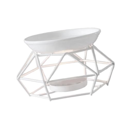 Kuntesetty Duftlampe Wachsschmelzbrenner Aromadiffusor Und Kerzenhalter Als Ölwärmer Aus auf Metallgestell für Büro Und Den Wellnessbereich, Weiß von Kuntesetty