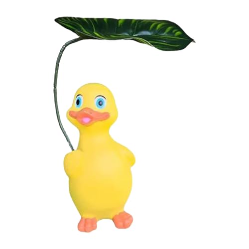 Kuntesetty Ente mit Blattschirm, Dekofigur für Garten Und Schreibtisch, Gelb von Kuntesetty