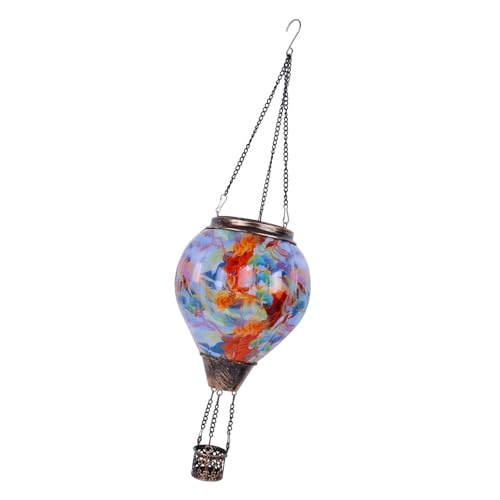 Kuntesetty Hängende Solarlaterne in Form eines Heißluftballons mit Kerzenhalter für den Außenbereich, Style E von Kuntesetty