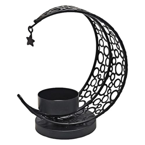Kuntesetty Mond Kerzenhalter Eisen Kerzenständer Tischdekoration Ornament Teelichthalter mit Langlebigem Material für Wohnzimmer Fotorequisite Empfang Einweihung, Schwarz Kuntesetty Mond Kerzenhalter Eisen Kerzenständer Tischdekoration Ornament Teelichthalter mit Langlebigem Material für Wohnzimmer Fotorequisite Empfang Einweihung, Schwarz von Kuntesetty
