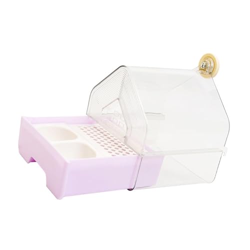 Kuntesetty Parrot Bathing Box 3 in 1 Vielseitige Badebox Futterstation Tränke Herausnehmbares Tablett Transparenter für Sittiche Papageien Kanarienvögel, Lila von Kuntesetty