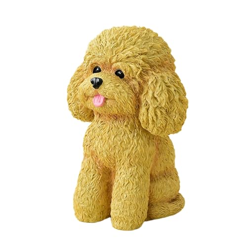 Kuntesetty Sitzender Welpe Skulptur Hundefigur Tischdekoration Aus Resin für Innenbereich Außenbereich Terrasse Balkon, Hellgelb von Kuntesetty