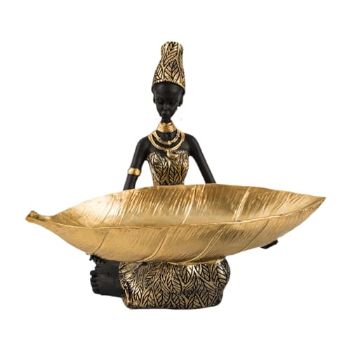 Kuntesetty Skulptur Einer Afrikanischen Dame Aus Kunstharz mit Praktischem Fach für Schlüssel Und Kleinigkeiten von Kuntesetty