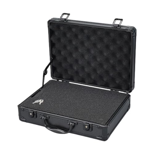 Kuntesetty Tragbare Aufbewahrungsbox aus Aluminium, Elektrowerkzeug-Organizer mit Schaumstoffeinlage, Schwarz, 33x24x10cm von Kuntesetty