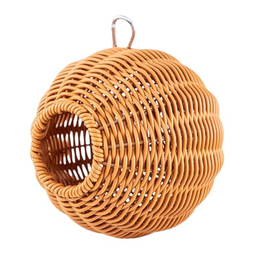Kuntesetty Und Papageiennest Als Hängendes Bett Atmungsaktives Käfigzubehör mit Sitzstange in Handgewebter Optik für Finken Und Wellensittiche 15x14cm von Kuntesetty
