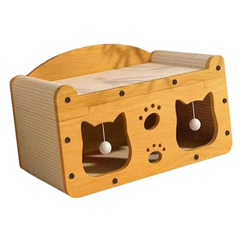 Kuntesetty Und Spielhaus für Katzen mit Integriertem Ball Und Schlafbereich Aus Fester Wellpappe Zum Toben Und Ausruhen für Wohnung Katzenzubehör, Groß Kuntesetty Und Spielhaus für Katzen mit Integriertem Ball Und Schlafbereich Aus Fester Wellpappe Zum Toben Und Ausruhen für Wohnung Katzenzubehör, Groß von Kuntesetty