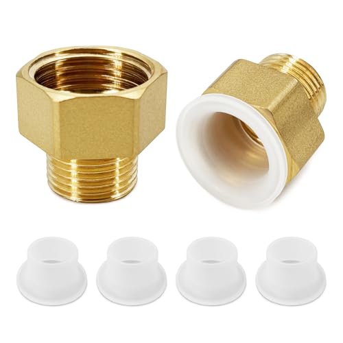 Reduziernippel Reduzierstück Messing 1/2 auf 3/8 - AG/IG Reduzierverlängerung Adapter, Reduziernippel für Rohrverbindungen, Gewindeadapter für Trinkwasser, Kommt mit 4 Silikon-Rohband, Fittings 2pcs von Kunxing