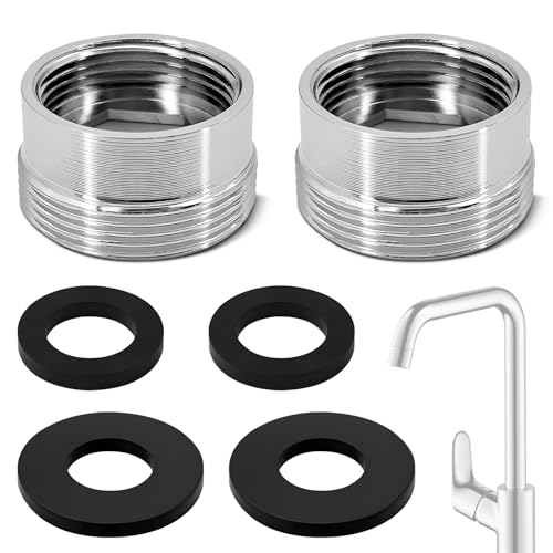 Wasserhahnadapter Wasserhahn adapter m18 auf m22 - Wasserhahnadapter M18 Innengewinde auf M22 Außengewinde, Schlauchadapter für Küche und Gartenbewässerung, Kommt mit 5 Zubehör Dichtung (2 Stück) von Kunxing