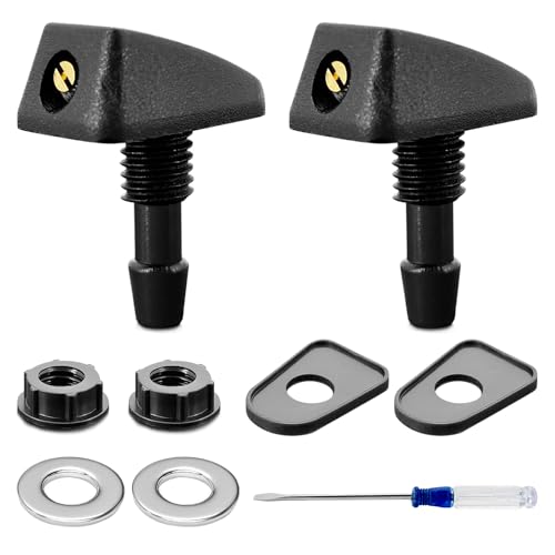 Windschutzscheibe Scheibenwaschdüsen Sprühdüsen für Scheibenwaschanlagen - Universal Frontscheibenwaschdüsen Spritzdüse,Wird mit einem Schraubendreher geliefert, Ersatz Scheibenwischer Düsen 2Pcs von Kunxing