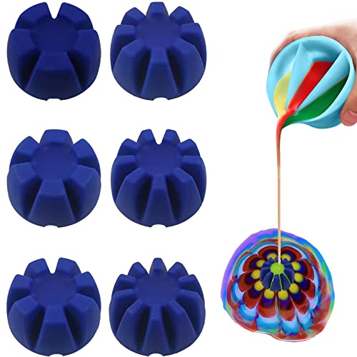 6 Stück/Set Blumen-Gießbecher für Farbgießen Farbgieß-Siebe geteilter Becher Flüssigkeit Kunst geteilter Becher Malwerkzeuge DIY Basteln Zeichnen Zubehör Ausgießen von Acrylfarbe Silikonbecher (blau) von Kunyeah
