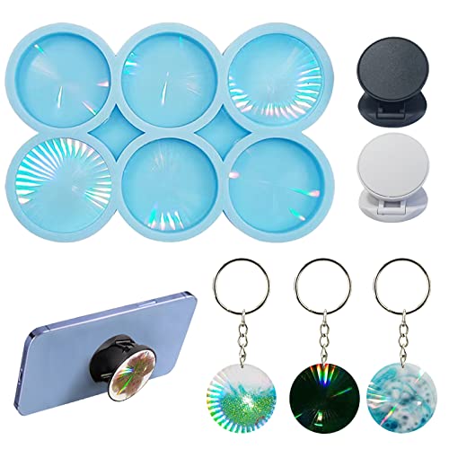 Handy Griff Harz Formen mit 6 Stück Handyhalter Resin Silikonformn Handy Ständer Epoxidharz Formen für DIY Schlüsselringen Handwerk Schmuckherstellung von Kunyeah