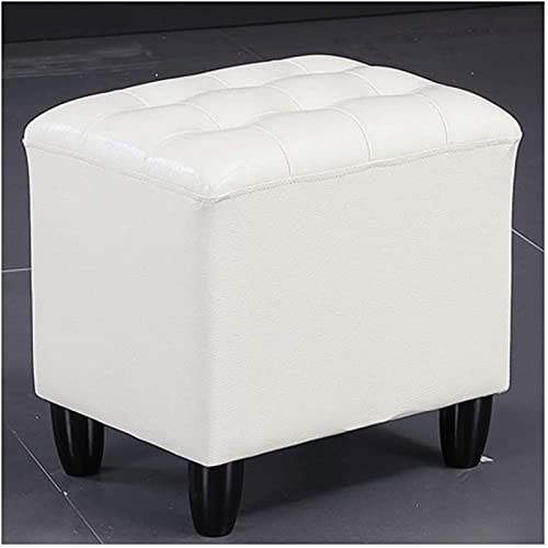 Hocker Fußhocker，Fußhocker Sofahocker Schuhhocker Tritthocker Quadratisch Kleine Fußstütze PU Wohnkultur Wohnzimmer (Größe:40X32X40CM,Farbe:Weiß) von Kunyun