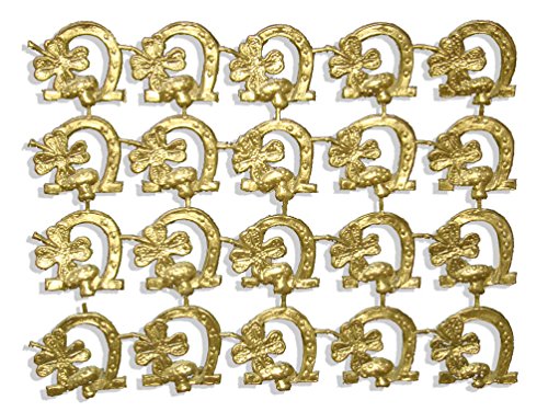 Kunze Glücksbringer Hufeisen mit Kleeblatt, ca. 3 cm, Gold, 20 Stück auf Blatt, aus geprägtem Papier von Kunze