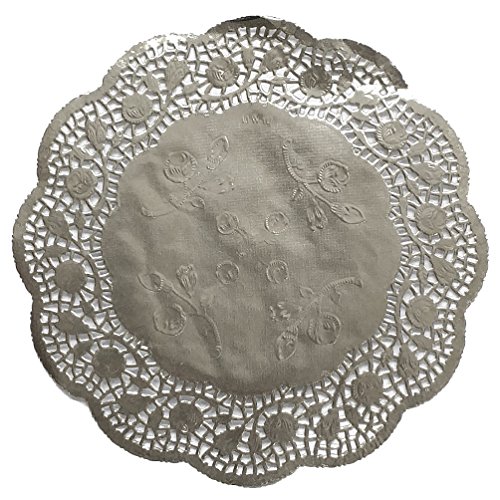 Tortenspitze, Spitzenpapier rund, geprägt, 100 Stück (Silber, Ø 24 cm) von Kunze
