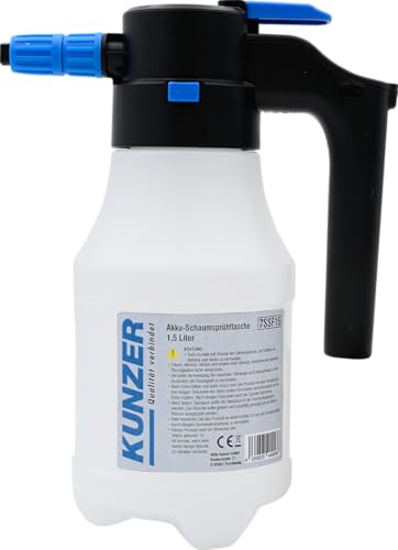 Kunzer 7SSF15 Schaumsprühflasche 1,5 Liter HDPE - Akku-betrieben 3,7 V Li-Ion mit 360° Schaumdüse und USB-C-Ladefunktion von Kunzer