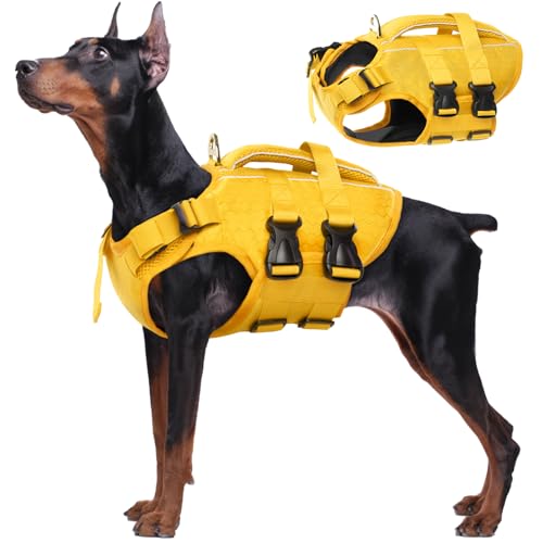 Kuoser Hunde Schwimmweste für kleine mittel große Hunde, Verstellbar & Ripstop Rettungsweste mit Rettungsgrif, Hoher Schwimmfähigkeit Haustier Lebensretter Welpen Badeanzüge für Strand GelbNeu L Kuoser Hunde Schwimmweste für kleine mittel große Hunde, Verstellbar & Ripstop Rettungsweste mit Rettungsgrif, Hoher Schwimmfähigkeit Haustier Lebensretter Welpen Badeanzüge für Strand GelbNeu L von Kuoser
