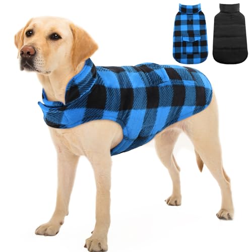 Kuoser Hunde Wintermantel, Große Hunde Hundemantel Warm, Hundejacke für Grosse Hunde, Hundemantel Wasserdicht, Outdoor Hundemantel mit Geschirr Loch, 2XL von Kuoser