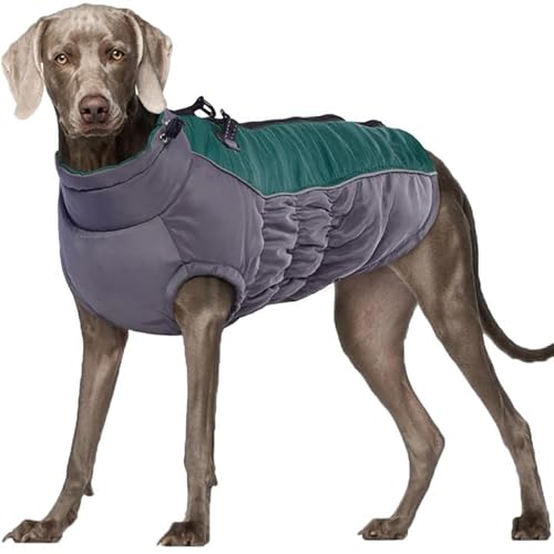 Kuoser Winter Hundemantel, Wärme Hundejacke für Mittelgroßer Hunde Hundebekleidung, Wasserdicht Hundemantel für Hunde Wintermantel, Fleece Winterjacke Hunde, Grün, L von Kuoser