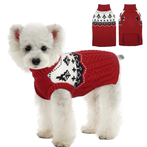 Kuoser Hundepullover Winter Strickpullover für Hunde, Weicher Warmer Hundepulli, Hundekleidung für Kleine Hunde, Rot S Kuoser Hundepullover Winter Strickpullover für Hunde, Weicher Warmer Hundepulli, Hundekleidung für Kleine Hunde, Rot S von Kuoser