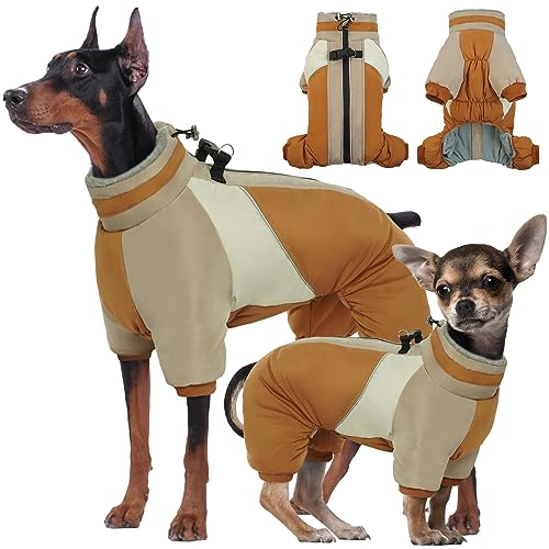 Kuoser Wasserdichter Hundemantel, Wärmer Hundemantel Für Kleine Hunde, Wasserdicht Hundemantel Winter, Hundemantel Mit Geschirr, Moden Hundejacke, Reflektierend Hundejacke Kleine Hunde, Braun XXL von Kuoser