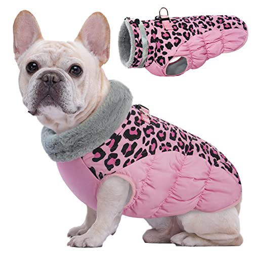 Kuoser Warme Hundejacke, Reflektierende Hundemantel, Winddichte Hundemantel für Kleine Hunde,Moden Hundemantel Grosse Hunde, Hunde Wintermantel, Hundemantel Mit Geschirr Rosa S von Kuoser