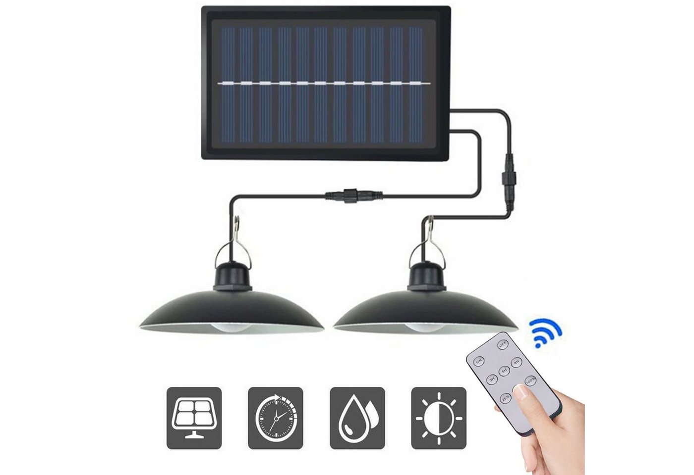 Vicbuy LED Solarleuchte Außen-Wandleuchte, IP65 Wasserdichte, Solarpanel mit Fernbedienung, LED Solar Pendelleuchte, Solar Hängelampe für Außen von Vicbuy