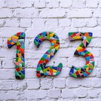 Keramik Ziffer Mit Mosaik Ornamente, Hausnummer, Kunst, Wandbehang, Jubiläumszahlen von KupavaHome