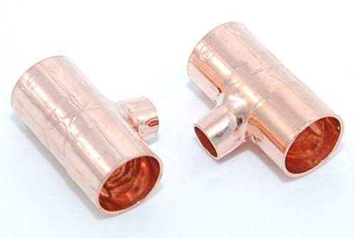 2x Kupferfitting Reduzier-T-Stück 15-8-15 mm 5130 Lötfitting copper fitting CU von kupferking