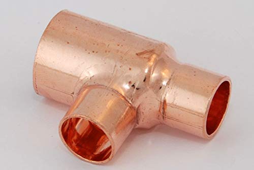 2x Kupferfitting Reduzier-T-Stück 22-15-15 mm 5130 Lötfitting copper fitting CU von kupferking