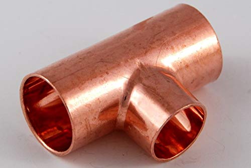 2x Kupferfitting Reduzier-T-Stück 22-18-22 mm 5130 Lötfitting copper fitting CU von kupferking