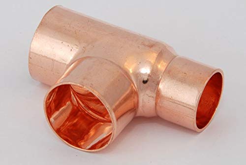 2x Kupferfitting Reduzier T Stück 28-28-22 mm 5130 Lötfitting copper fitting CU von kupferking