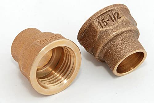 2x Rotguss Übergangsmuffen i/i 15mm-1/2' 4270g Rotgussfitting red brass gunmetal von kupferking