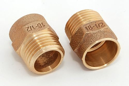 2x Rotguss Red Nippel i/a 18mm - 1/2' / 4243g Rotgussfitting red brass gunmetal von kupferking